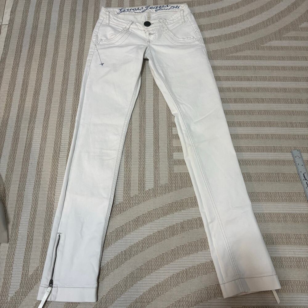 Y2K Low Rise Guess Jeans White Size XS or 00 Women's Retro Boho